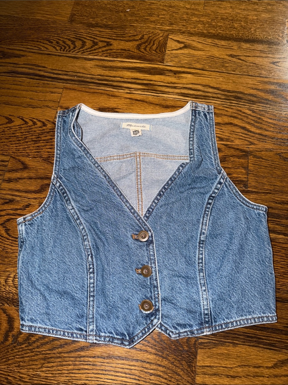 Madewell Blue Denim Button-Front Vest